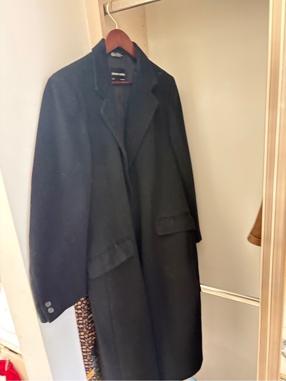 Pierre Cardin Black Wool Pea Coat - Black - Picture 5 of 8
